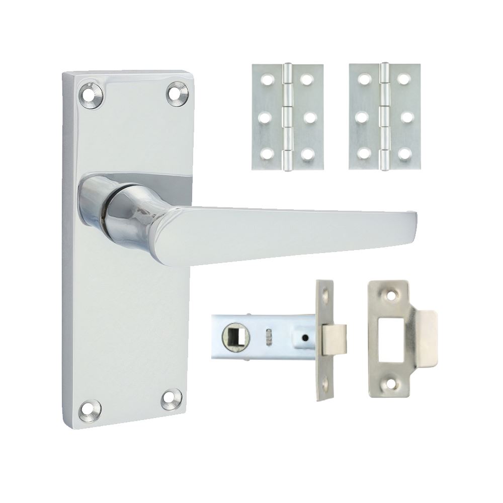 Victorian Straight Latch Door Pack - Polished Chrome (2-Piece)