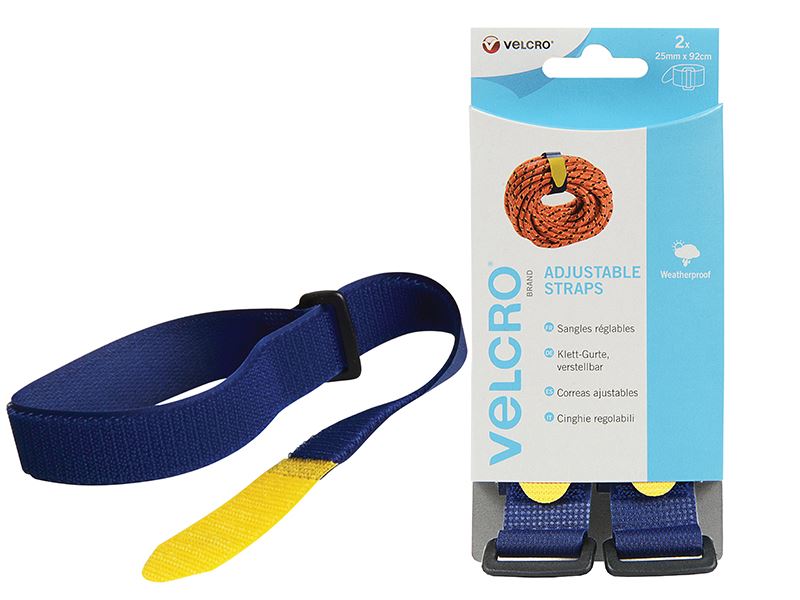 VELCRO Adjustable Straps, 2 Pack, 25mm x 92cm, Blue