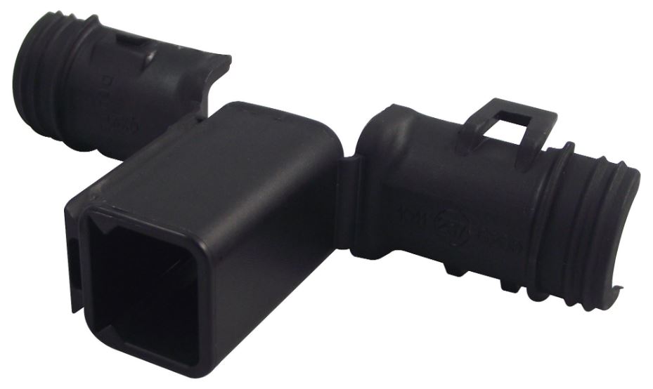 DEUTSCH DT Series Backshell, 6 Way, Black PA, 180° Cable Exit
