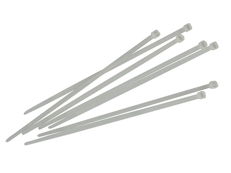Faithfull Nylon Cable Ties, White, 4.8 x 250mm (Pack of 100)