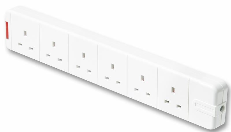 MASTERPLUG Tomada Múltipla Reencaminhável 6 Saídas, ABS Branco, 13A