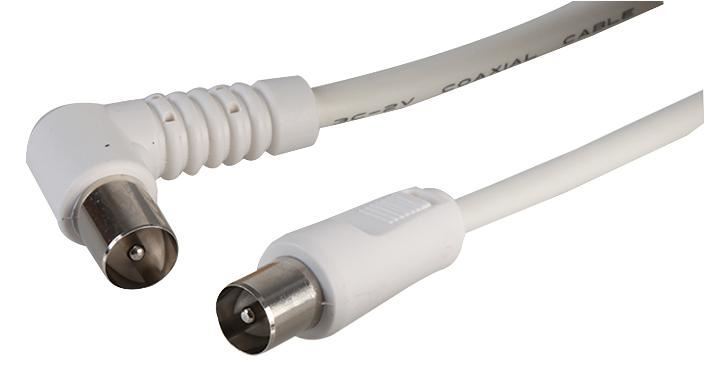 PRO SIGNAL 90° Coax TV Antennekabel, 2m, Wit