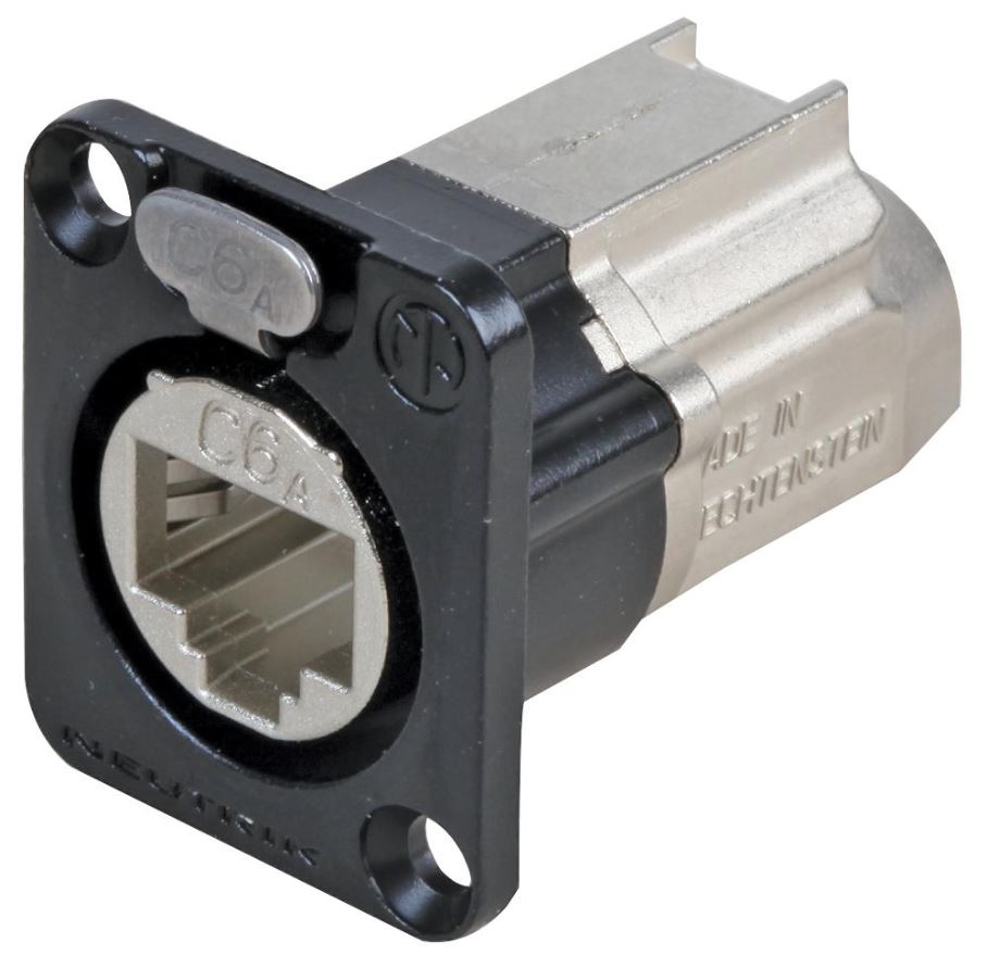 NEUTRIK RJ45 Cat6a Geschakelde Socket naar IDC Paneelmontage Adapter, Zwart Met