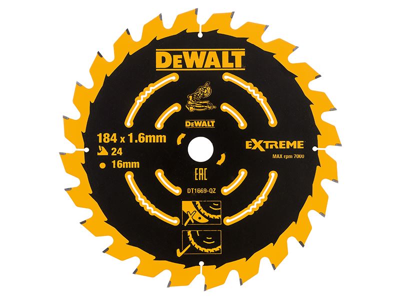 DEWALT Cordless Mitre Saw Blade 184x16mm 24T
