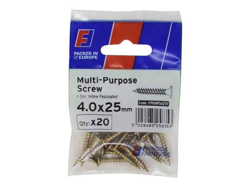 ForgeFix Vis à tête fraisée Pozidriv ZYP 4,0 x 25mm (Lot de 20)