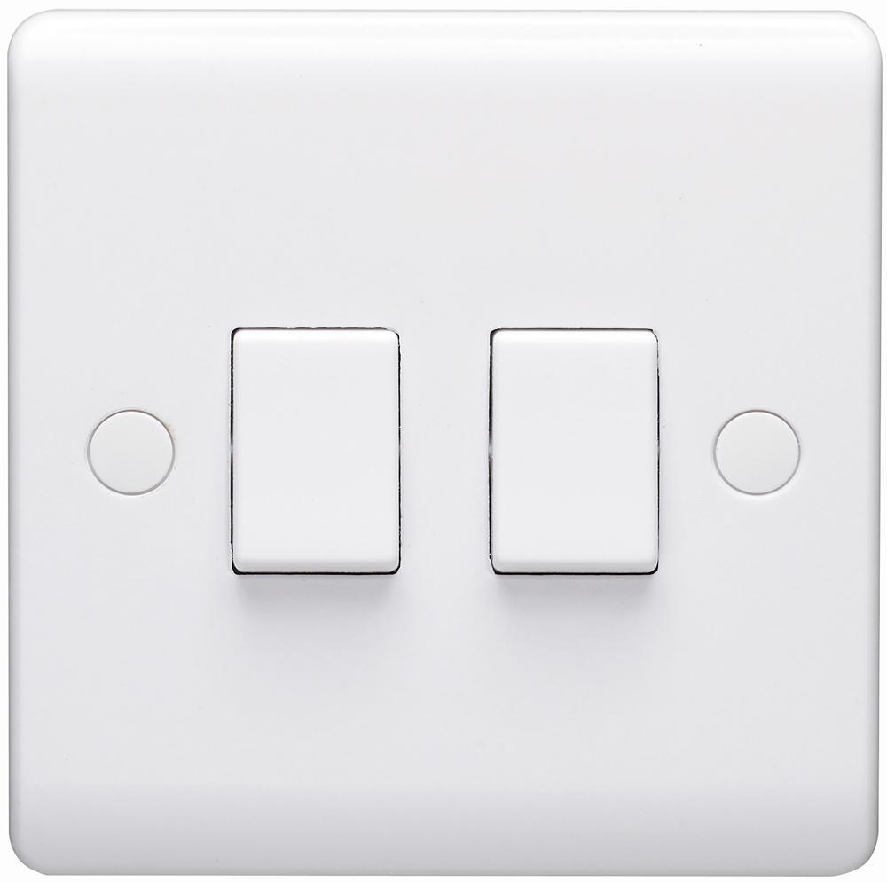 VOLEX 10AX Interrupteur mural 2 modules va-et-vient, Blanc