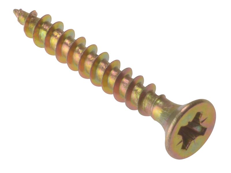 ForgeFix Πολλαπλών Χρήσεων Βίδες Pozi 3.5 x 15mm, Ψευδάργυρος Κίτρινο, Κουτί 20