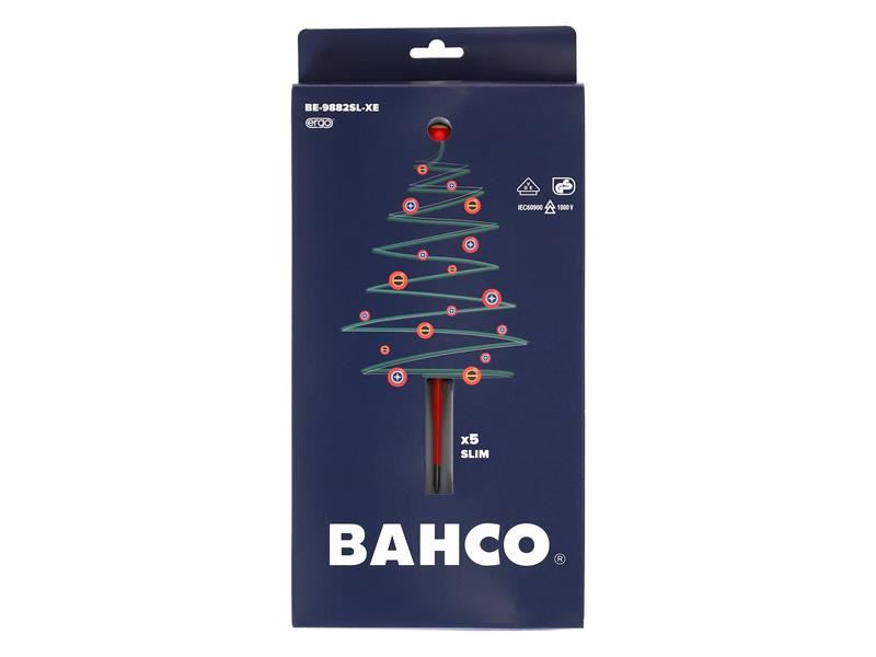 Bahco BE-9882SL ERGO Ensemble de Tournevis Isolés VDE Fins, 5 Pièces