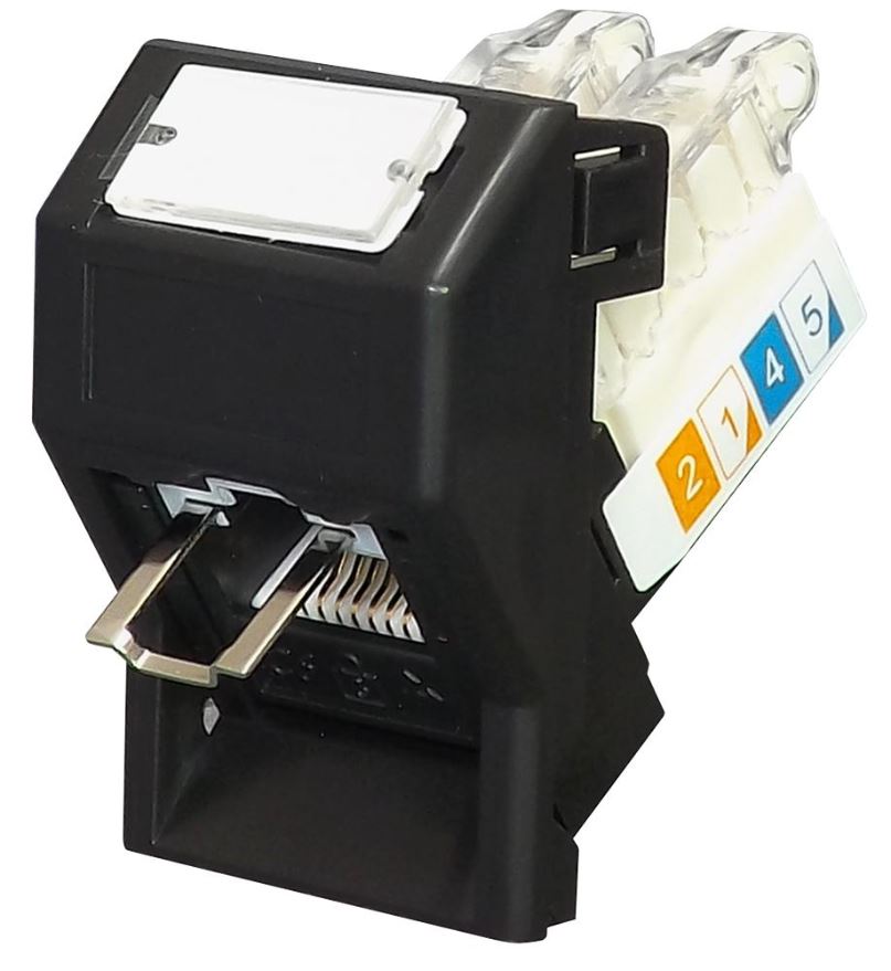 TUK - LOKJAC Cat6 Winkelmodul mit Verriegelung, 25x38 schwarz