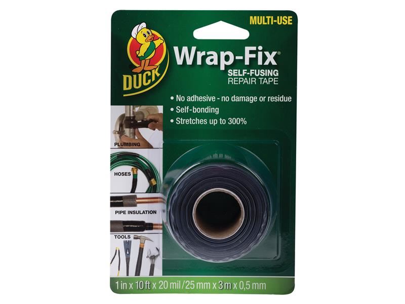 Shurtape Duck Wrap-Fix Self-Fusing Repair Tape, Black, 25mm x 3m