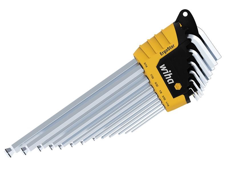 Wiha ErgoStar MagicRing® Hex Ball End L-Key Set, 13-Piece, Chrome Vanadium