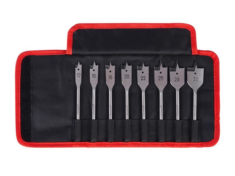Starrett 8-delige set vlakke houtboren, zeshoekige schacht