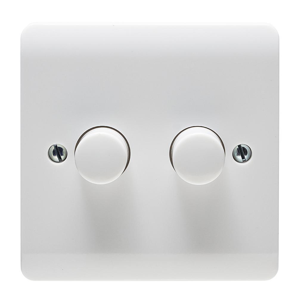 Crabtree Instinct 2-Gang 2-Way Dimmer Wall Switch, 400W, White
