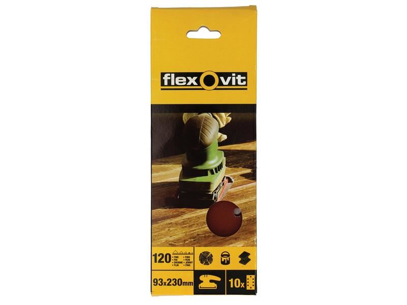Flexovit Lijas Perforadas 120 Grano Fino, Tamaño 1/3 (Paquete de 10)