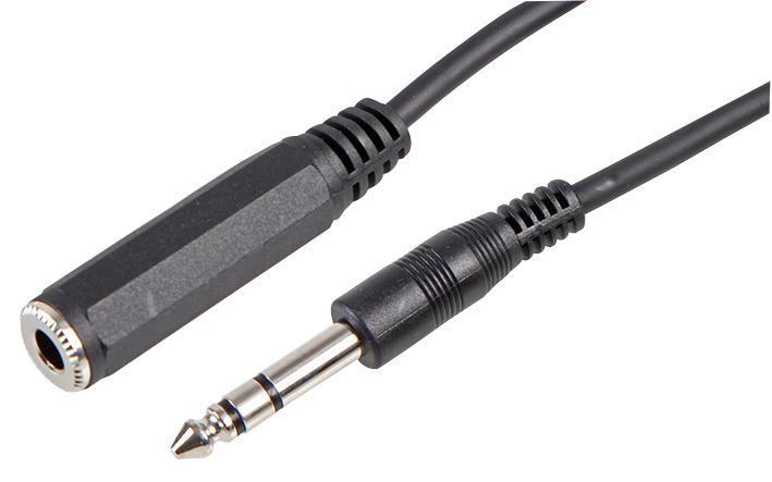 PRO SIGNAL 3m zwarte 6.35mm stereo jack naar jack kabel