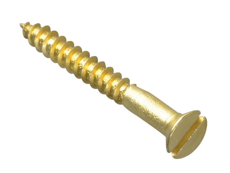 ForgeFix Wood Screws, Slotted CSK, Brass, 1in x 4, Pack of 35