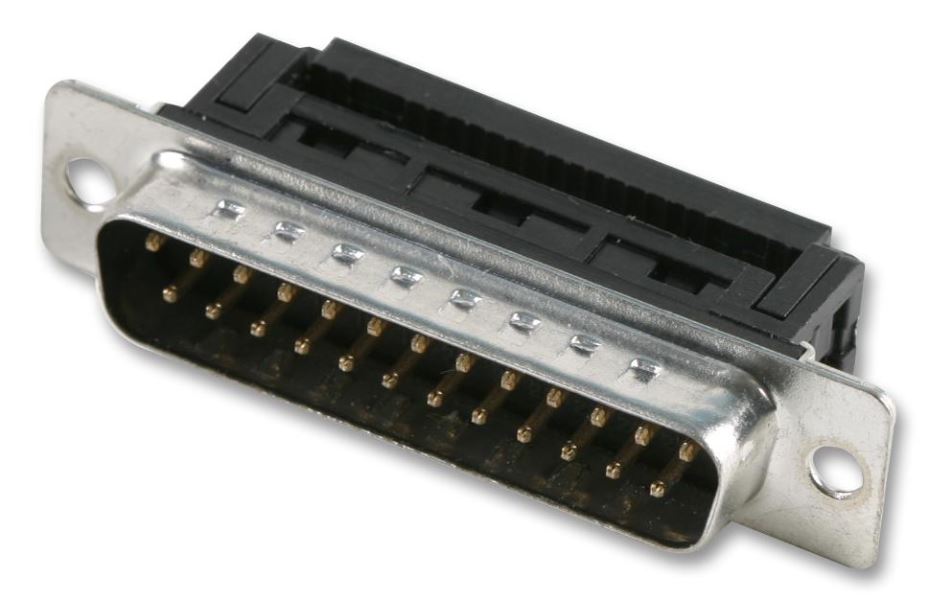 Multicomp Pro 25-Pin Unthreaded IDC D-Sub Plug, Gold/Nickel