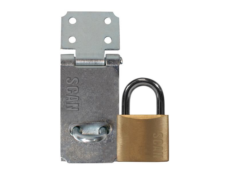 Scan Hasp and Staple with 40mm Padlock, Steel, 64mm