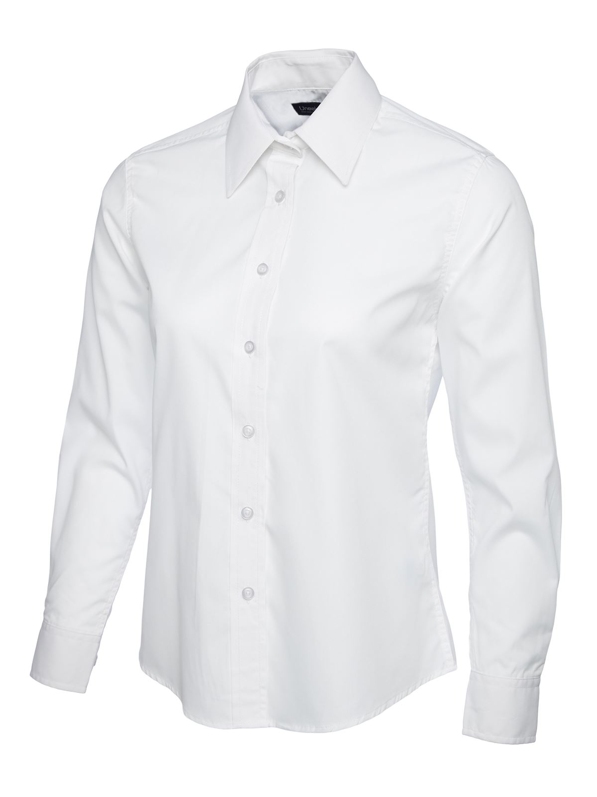 Uneek Ladies Poplin Full Sleeve Shirt - White - Size XS
