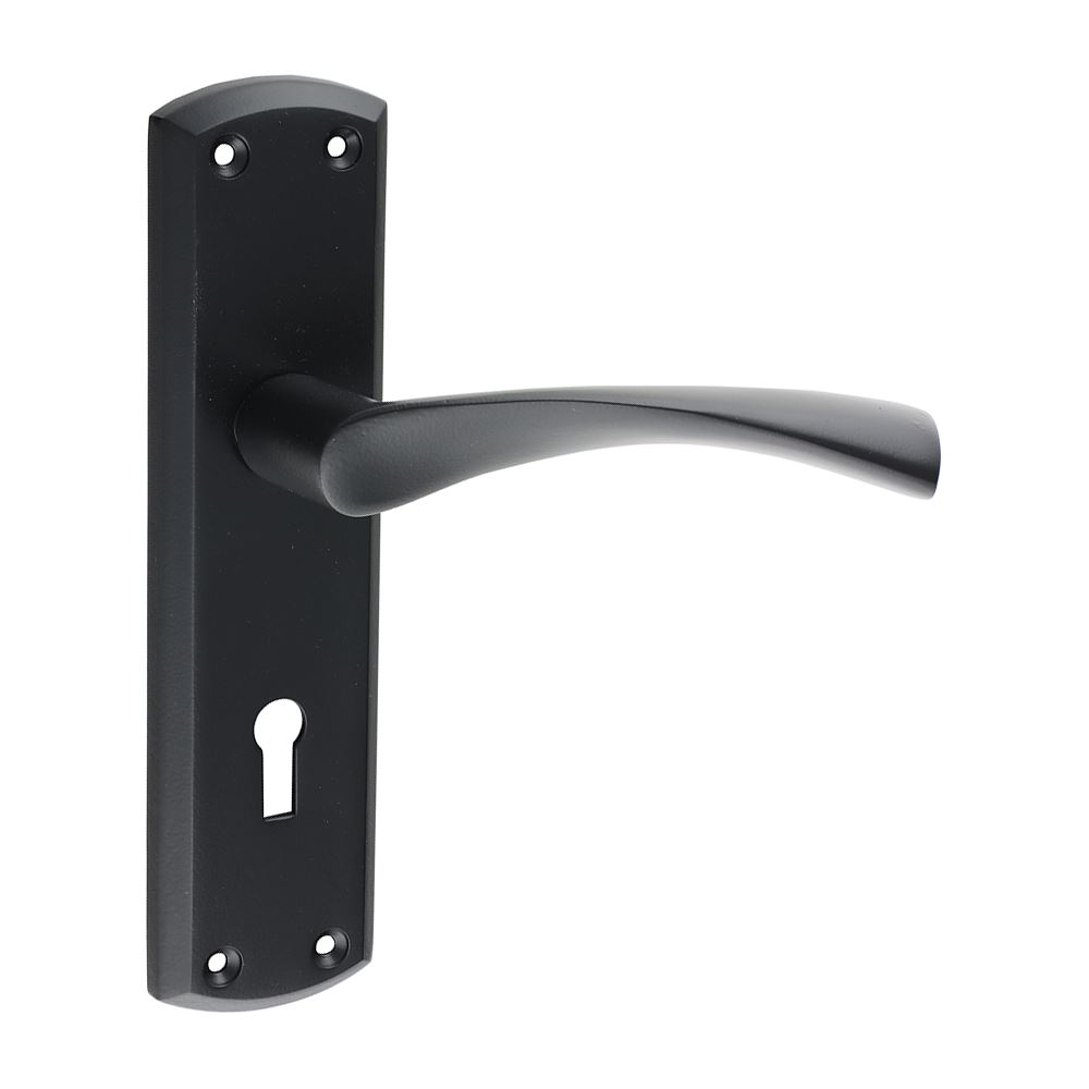 Timco Puxadores Zeta com Fechadura - Preto Fosco, Zinco e Alumínio, 175x45mm