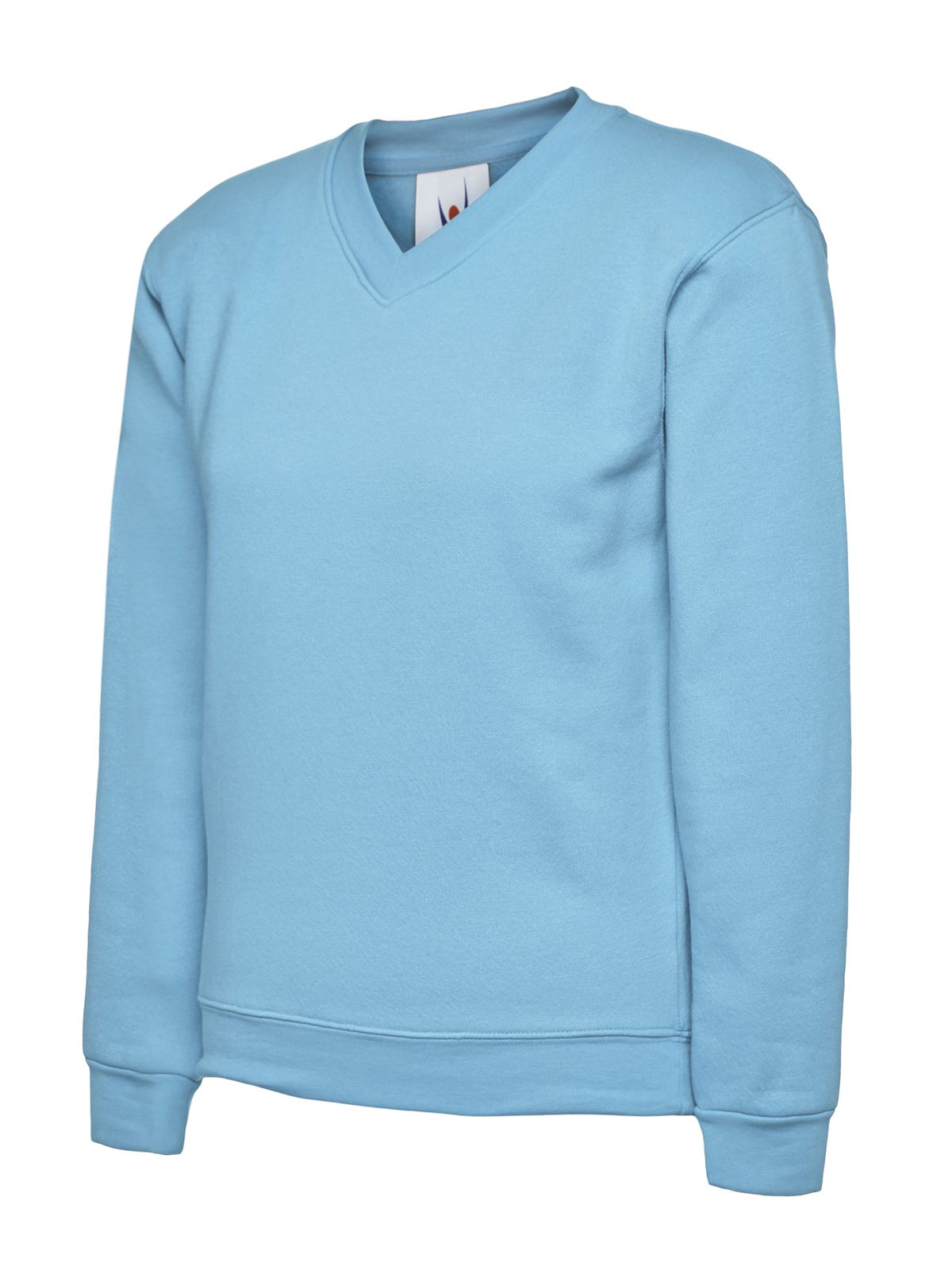 Uneek Kids' V-Neck Sweatshirt - Sky, 50% Cotton 50% Polyester, Age 3-4