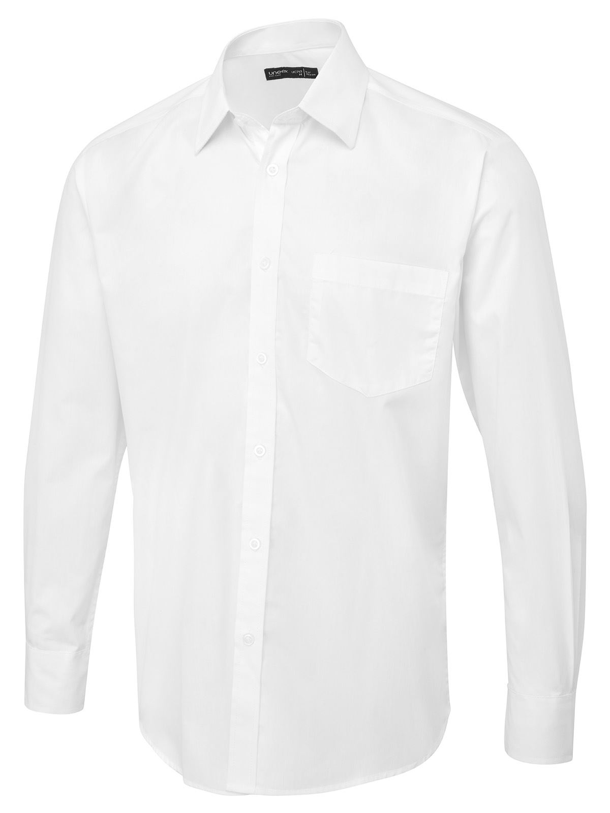 Chemise à manches longues unisexes Uneek en popeline - 65/35 polycoton - Blanc 