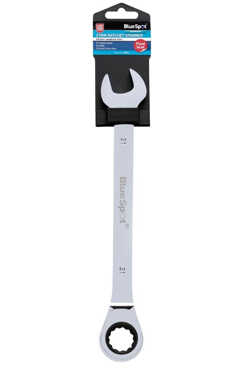 Blue Spot Tools - Kunci Pendawa Tetap 21mm dengan Kepala Ratchet