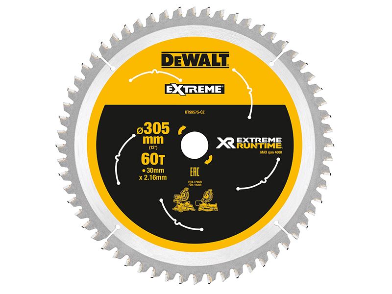 Dewalt XR FlexVolt Λεπίδα Πριονιού Γωνιών 305mm x 30mm, 60 Οδόντες