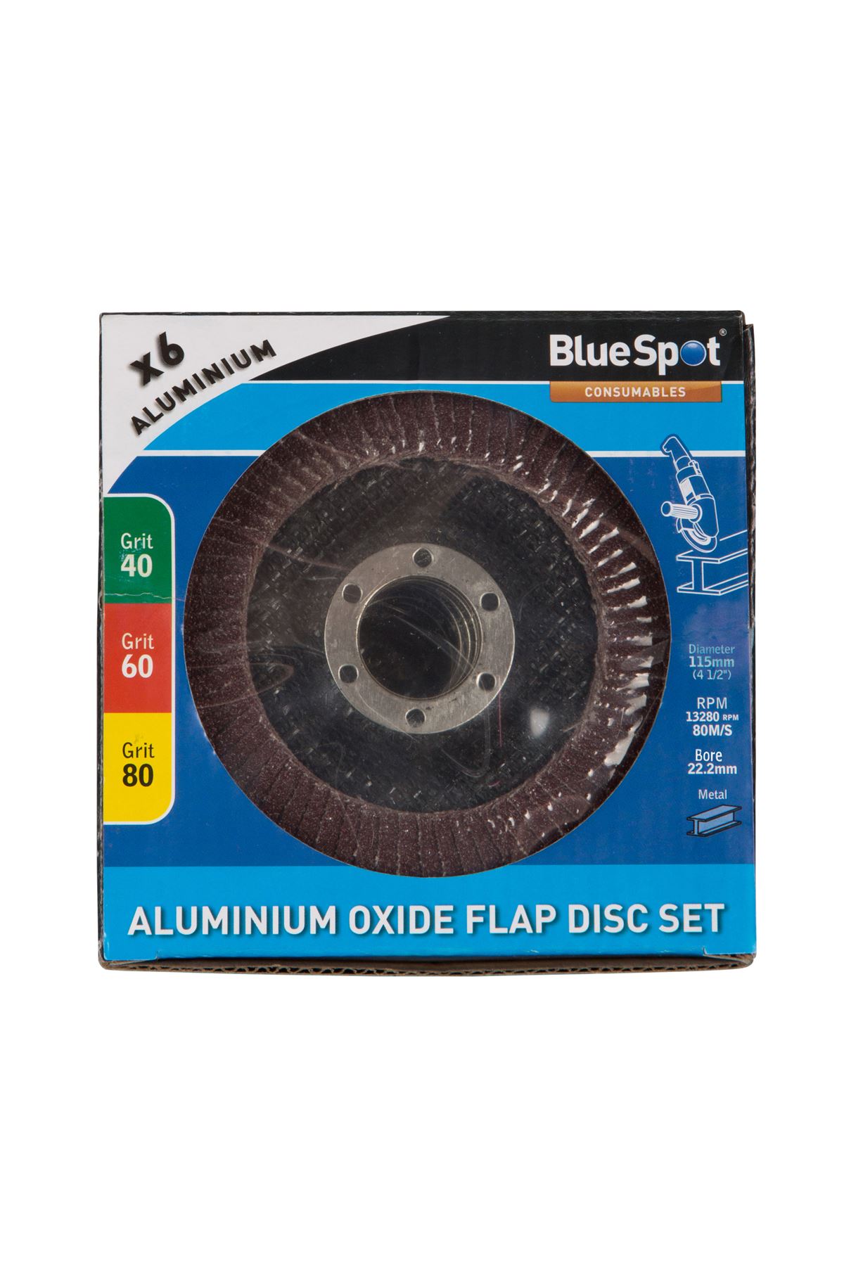 Blue Spot Tools 6-delig 115mm Aluminiumoxide Flap Disc Set