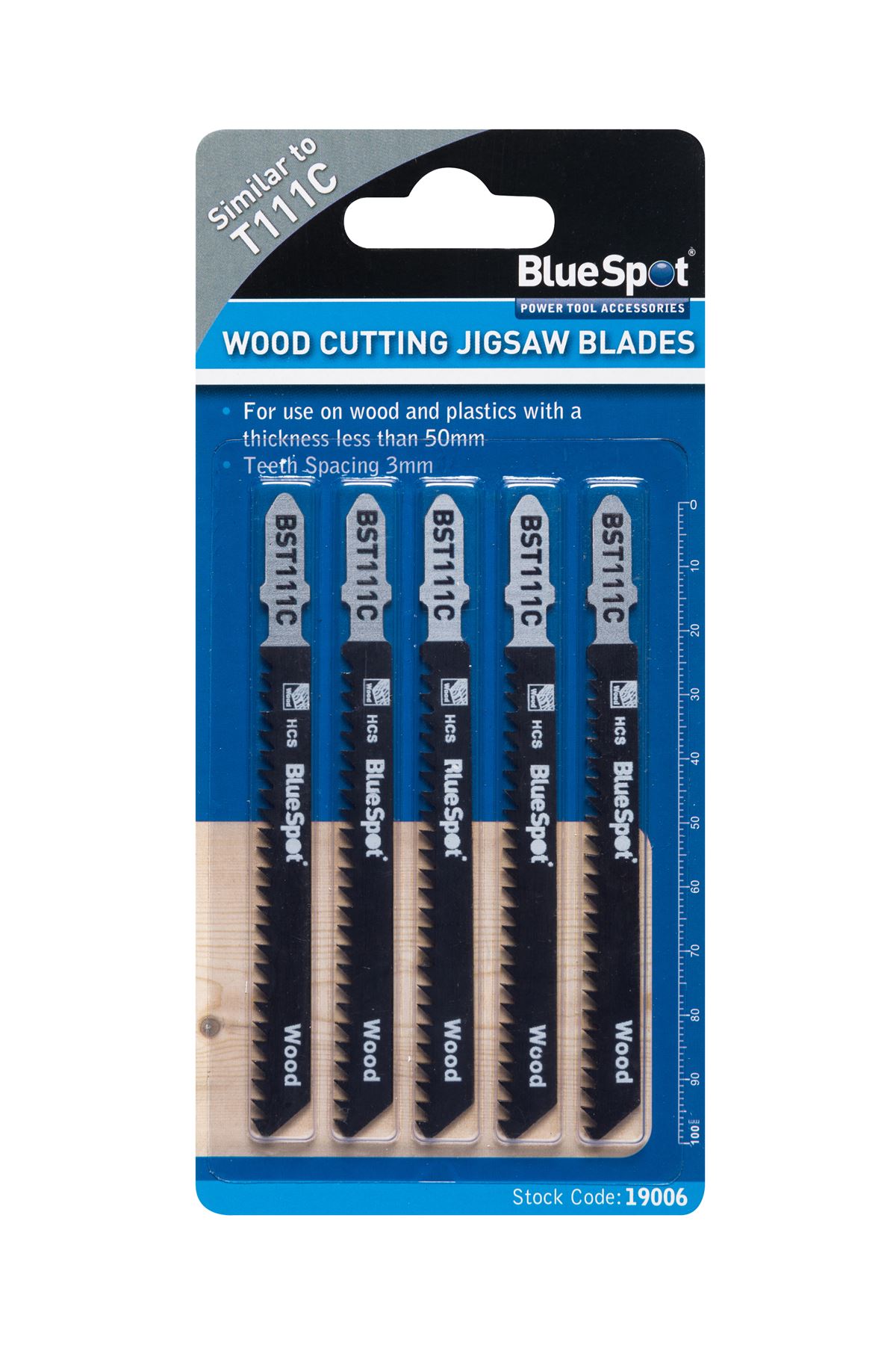 Blue Spot Tools - Σειρά 5 Λεπίδων Ακροπριονιού Γρήγορης Κοπής HCS, 8 TPI για Ξύ