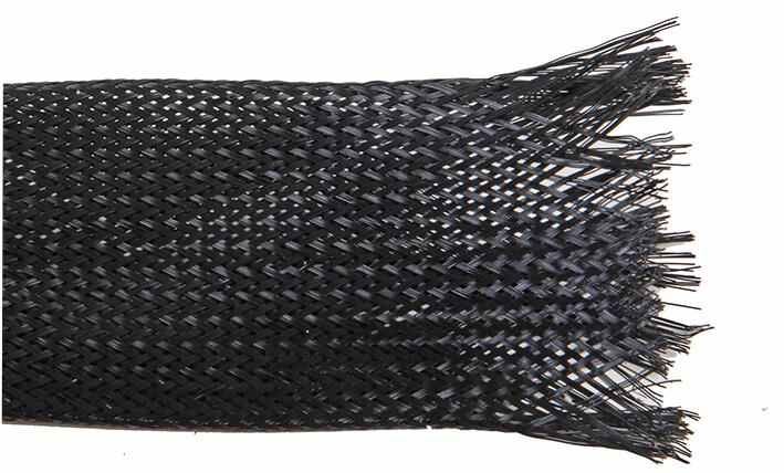 PRO POWER Gebreide polyester kous, Zwart, 32mm Diameter, 10m