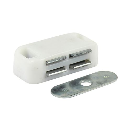 Timco White Magnetic Catch, 4kg Strength (Pack of 2)