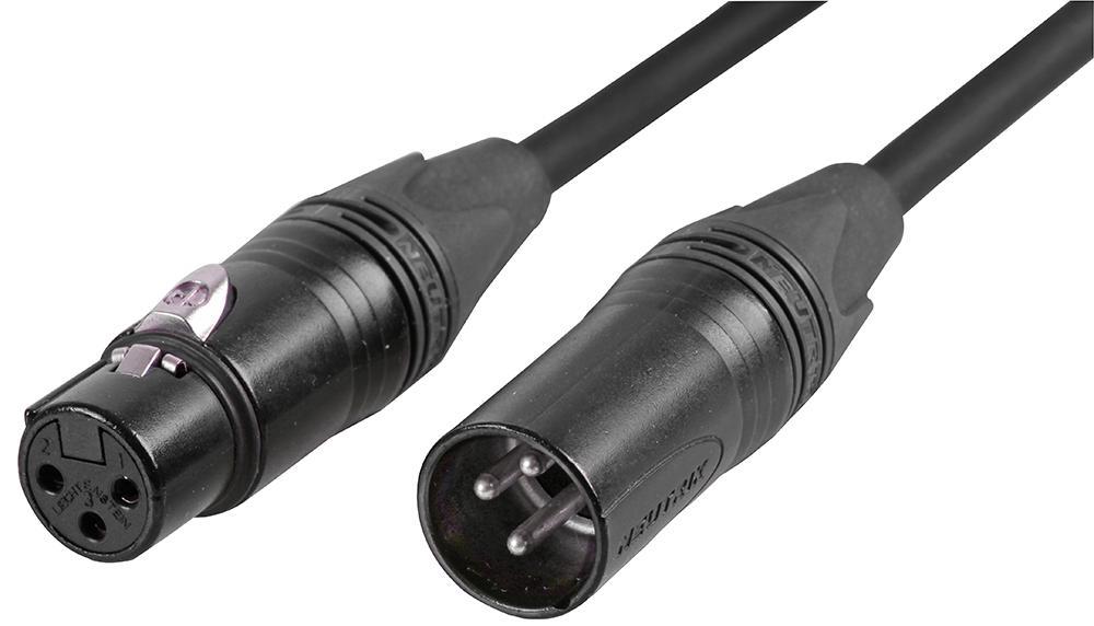 NEUTRIK Verzilverde XLR Kabel van Plug naar Socket, 3m Zwart