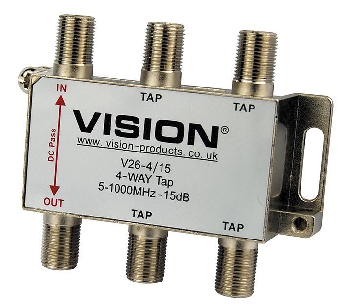 VISION מחלק אות MATV 4 יציאות, 15dB לטלוויזיה ורדיו