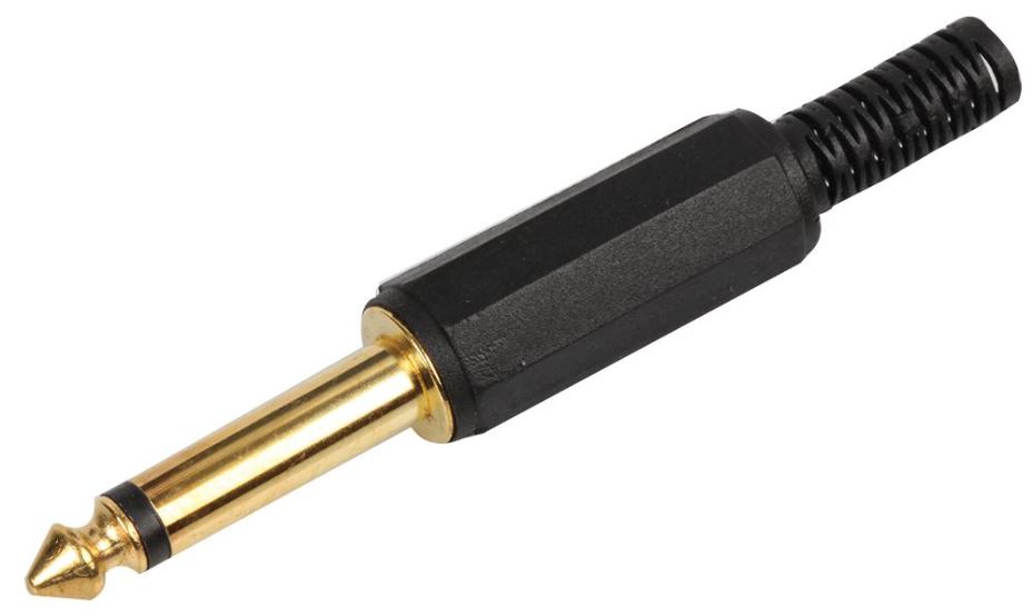 PRO SIGNAL 6.35mm Mono Jack Plug, Gold, 2-Pole