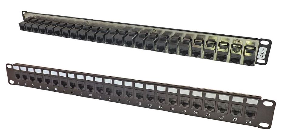 TUK - Panneau de brassage 24 ports Cat6 pour rack 19 pouces, Acier, 483mm