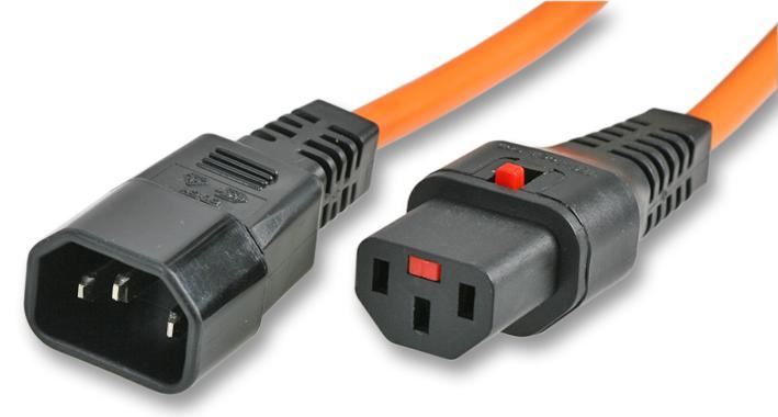 Pro Elec Verriegelbare IEC C13 auf C14 Verlängerungsleitung, 2m