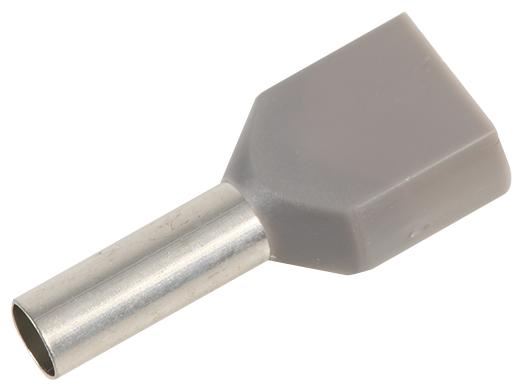 CONCORDIA TECHNOLOGIES - Terminal Hujung Kord Dwi-Masuk, 4mm, Kelabu (Pek 25)